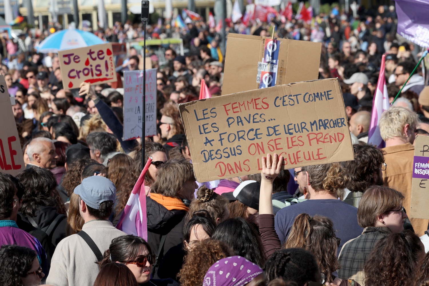 Demonstration to mark International Women's Rights Day, called by all feminist associations in Marseille, Southern France  on Friday, March 8, 2024.

Manifestation a l occasion de la journee internationale pour les droits des femmes a l appel de toutes les associations feministes a Marseille, le samedi 8 mars 2024.