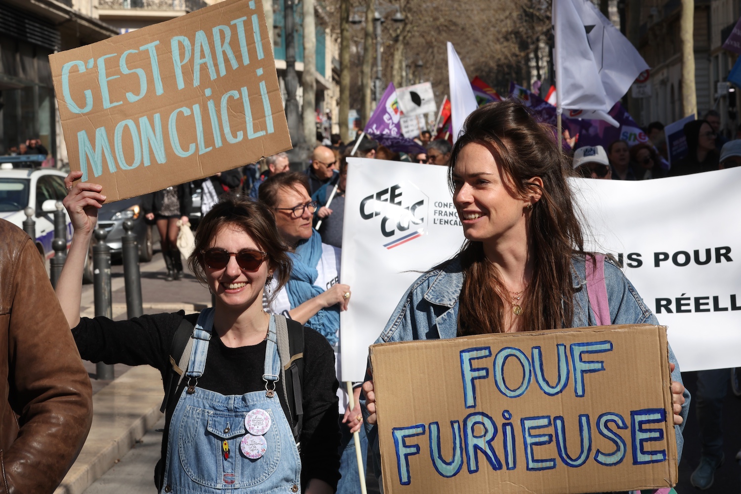 Demonstration to mark International Women's Rights Day, called by all feminist associations in Marseille, Southern France  on Friday, March 8, 2024.

Manifestation a l occasion de la journee internationale pour les droits des femmes a l appel de toutes les associations feministes a Marseille, le samedi 8 mars 2024.